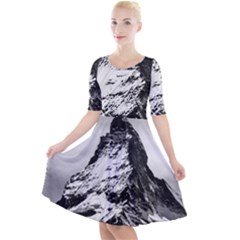 Matterhorn-switzerland-mountain Quarter Sleeve A-line Dress by Amaryn4rt