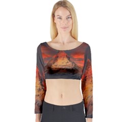 Switzerland-zermatt-mountains-snow- Long Sleeve Crop Top