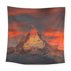 Switzerland-zermatt-mountains-snow- Square Tapestry (large) by Amaryn4rt