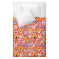 Cute Faces Of Dogs And Cats With Glasses Duvet Cover Double Side (single Size)