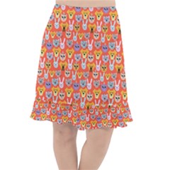 Cute Faces Of Dogs And Cats With Glasses Fishtail Chiffon Skirt by SychEva