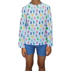 Funny Monsters Kids  Long Sleeve Swimwear by SychEva