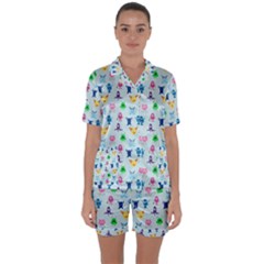 Funny Monsters Satin Short Sleeve Pajamas Set by SychEva