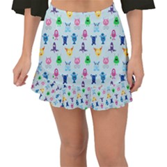 Funny Monsters Fishtail Mini Chiffon Skirt by SychEva