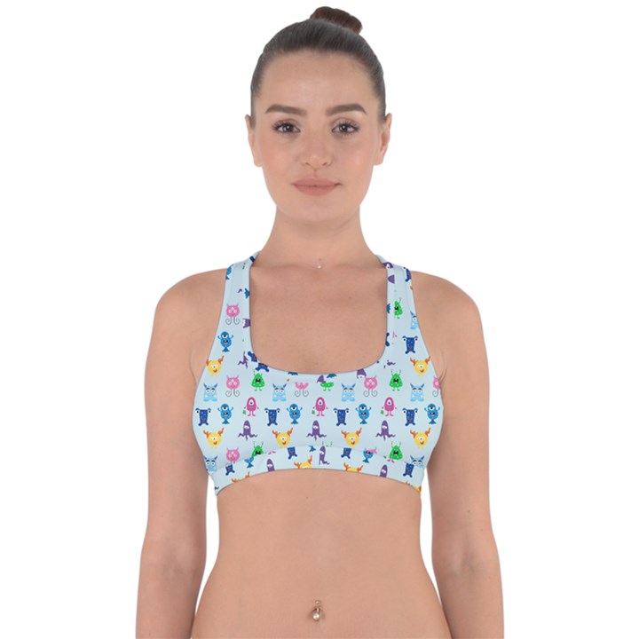 Funny Monsters Cross Back Hipster Bikini Top 