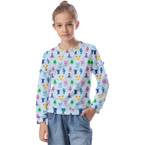 Funny Monsters Kids  Long Sleeve Tee With Frill  by SychEva