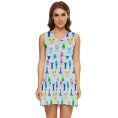 Funny Monsters Tiered Sleeveless Mini Dress by SychEva