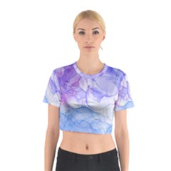 Purple And Blue Alcohol Ink  Cotton Crop Top by Dazzleway