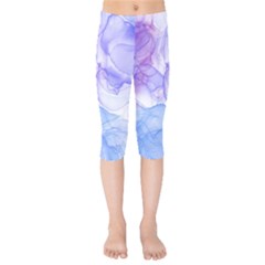 Purple And Blue Alcohol Ink  Kids  Capri Leggings  by Dazzleway