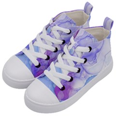 Purple And Blue Alcohol Ink  Kids  Mid-top Canvas Sneakers