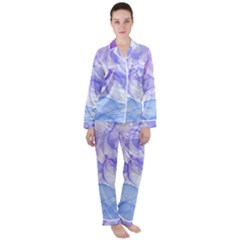 Purple And Blue Alcohol Ink  Satin Long Sleeve Pajamas Set by Dazzleway