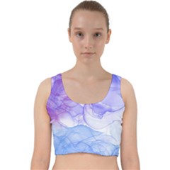 Purple And Blue Alcohol Ink  Velvet Racer Back Crop Top by Dazzleway