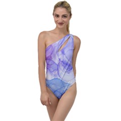 Purple And Blue Alcohol Ink  To One Side Swimsuit by Dazzleway