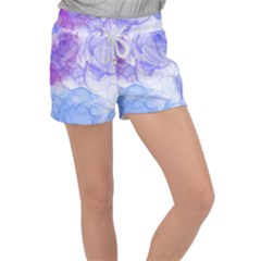 Purple And Blue Alcohol Ink  Velour Lounge Shorts by Dazzleway