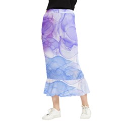 Purple And Blue Alcohol Ink  Maxi Fishtail Chiffon Skirt by Dazzleway