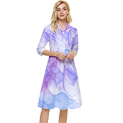 Purple And Blue Alcohol Ink  Classy Knee Length Dress by Dazzleway