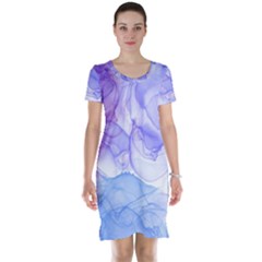 Purple And Blue Alcohol Ink  Short Sleeve Nightdress by Dazzleway