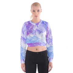 Purple And Blue Alcohol Ink  Cropped Sweatshirt by Dazzleway