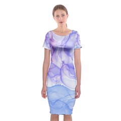 Purple And Blue Alcohol Ink  Classic Short Sleeve Midi Dress by Dazzleway