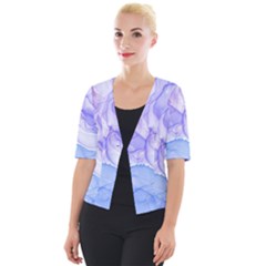 Purple And Blue Alcohol Ink  Cropped Button Cardigan by Dazzleway