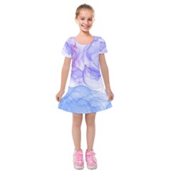 Purple And Blue Alcohol Ink  Kids  Short Sleeve Velvet Dress by Dazzleway