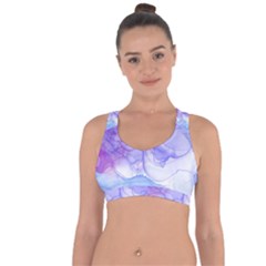 Purple And Blue Alcohol Ink  Cross String Back Sports Bra by Dazzleway