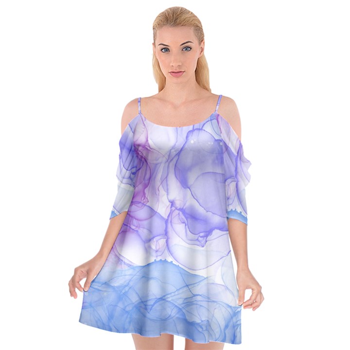 Purple and blue alcohol ink  Cutout Spaghetti Strap Chiffon Dress