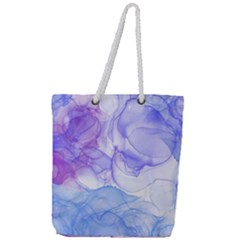 Purple And Blue Alcohol Ink  Full Print Rope Handle Tote (large) by Dazzleway