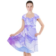 Purple And Blue Alcohol Ink  Cap Sleeve Midi Dress by Dazzleway