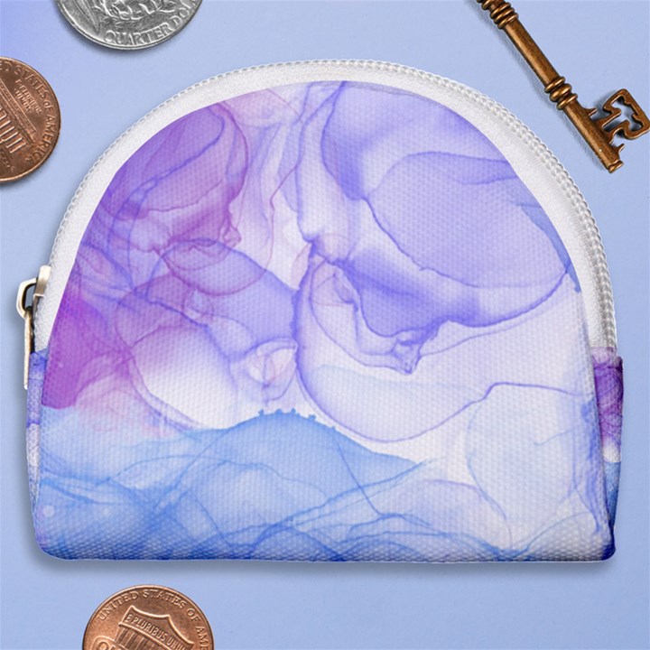 Purple and blue alcohol ink  Horseshoe Style Canvas Pouch