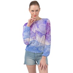 Purple And Blue Alcohol Ink  Banded Bottom Chiffon Top by Dazzleway