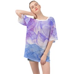 Purple And Blue Alcohol Ink  Oversized Chiffon Top by Dazzleway