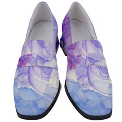 Purple And Blue Alcohol Ink  Women s Chunky Heel Loafers by Dazzleway