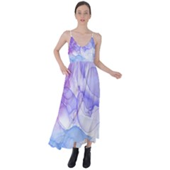 Purple And Blue Alcohol Ink  Tie Back Maxi Dress by Dazzleway