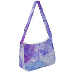 Purple And Blue Alcohol Ink  Zip Up Shoulder Bag by Dazzleway