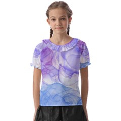 Purple And Blue Alcohol Ink  Kids  Frill Chiffon Blouse by Dazzleway