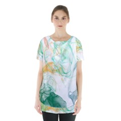 Green And Orange Alcohol Ink Skirt Hem Sports Top by Dazzleway