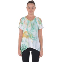 Green And Orange Alcohol Ink Cut Out Side Drop Tee by Dazzleway