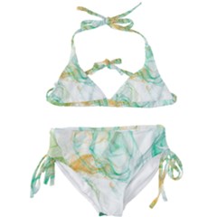 Green And Orange Alcohol Ink Kids  Classic Bikini Set