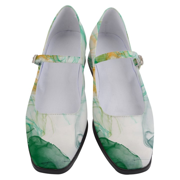 Green and orange alcohol ink Women s Mary Jane Shoes