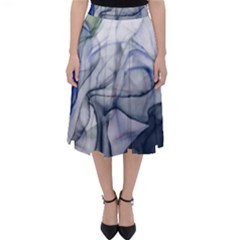 Blue Alcohol Ink Classic Midi Skirt by Dazzleway