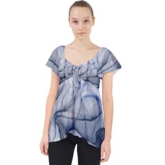 Blue Alcohol Ink Lace Front Dolly Top by Dazzleway