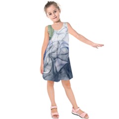 Blue Alcohol Ink Kids  Sleeveless Dress by Dazzleway