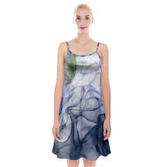 Blue Alcohol Ink Spaghetti Strap Velvet Dress