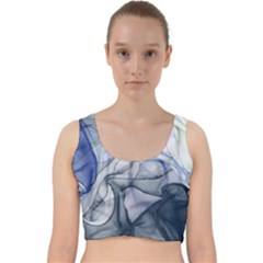 Blue Alcohol Ink Velvet Racer Back Crop Top by Dazzleway