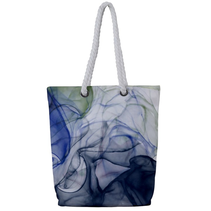 Blue alcohol ink Full Print Rope Handle Tote (Small)