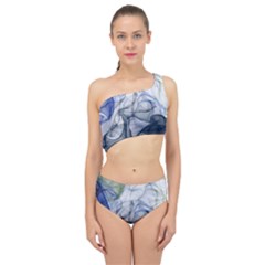 Blue Alcohol Ink Spliced Up Two Piece Swimsuit