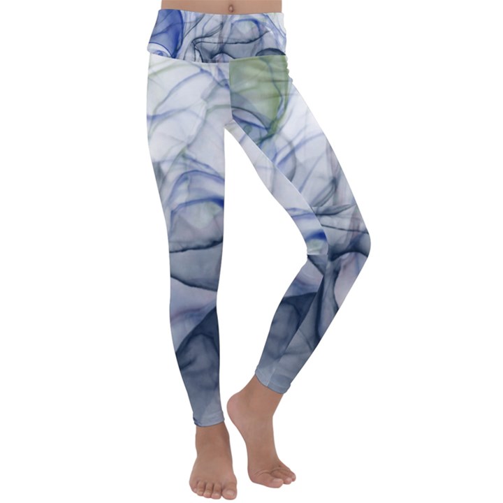 Blue alcohol ink Kids  Lightweight Velour Classic Yoga Leggings