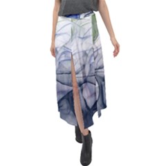 Blue Alcohol Ink Velour Split Maxi Skirt by Dazzleway