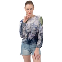 Blue Alcohol Ink Banded Bottom Chiffon Top by Dazzleway